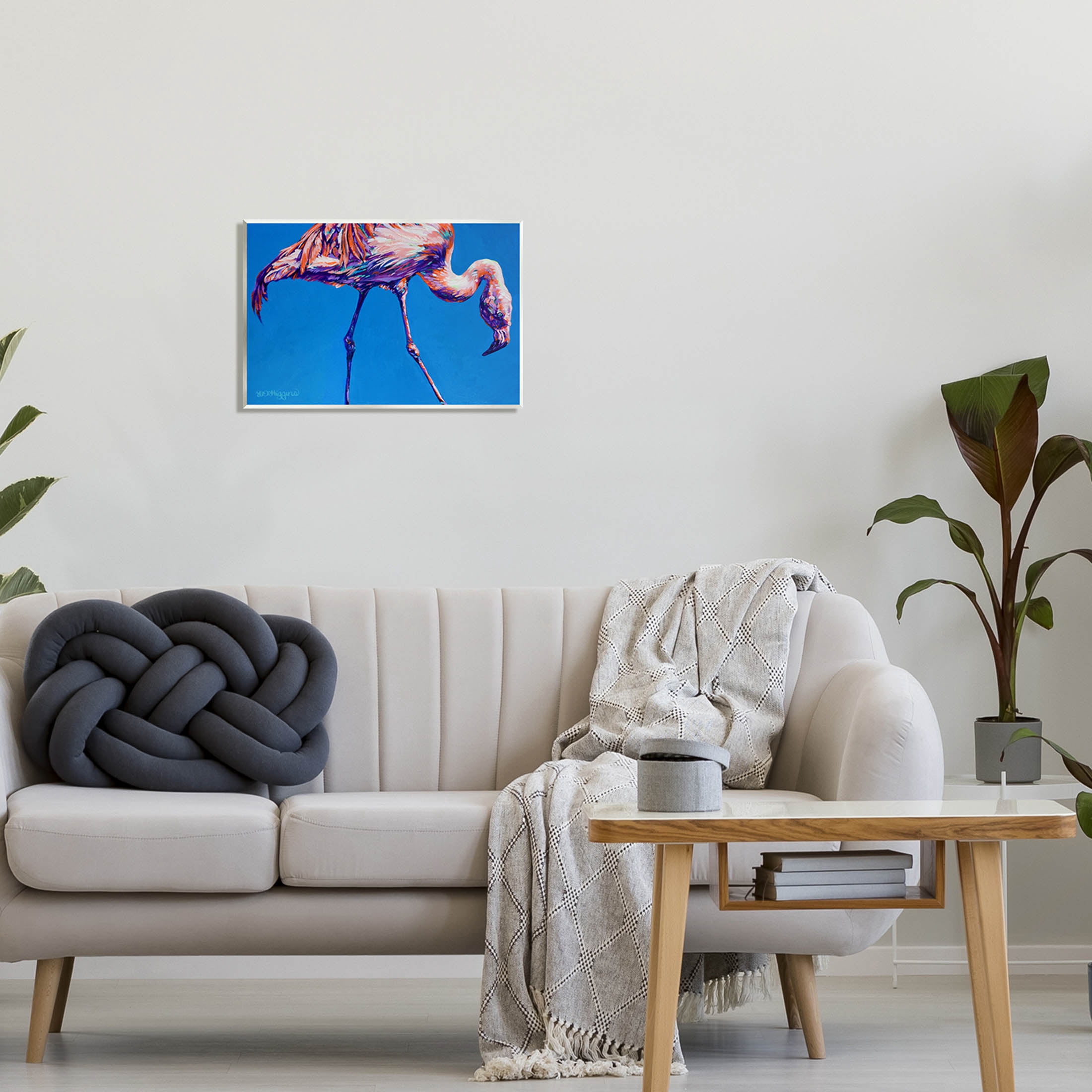 Bold Blue Modern Flamingo Animals & Insects Graphic Art Unframed Art Print Wall Art