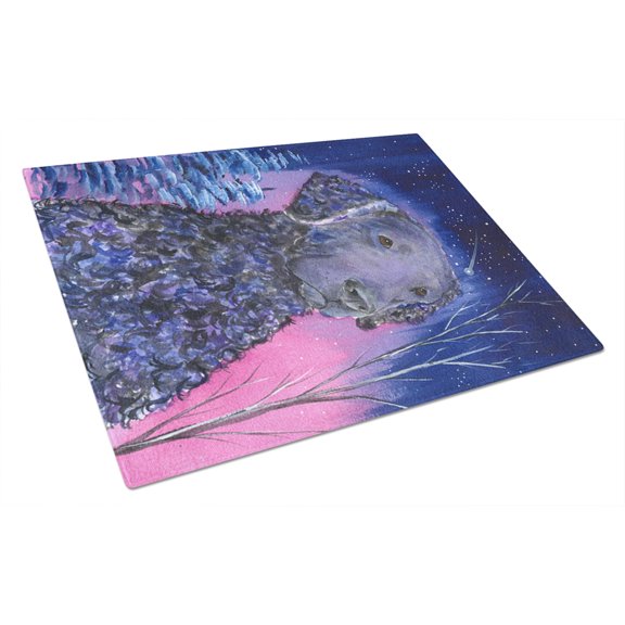 Carolines Treasures SS8354LCB Starry Night Curly Coated Retriever Glass Cutting Board Large 12H x 16W multicolor