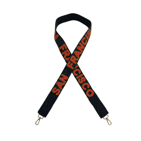 Lashicorn San Francisco Black Beaded Purse Strap Red Letters 49 Length Pro Football Stadium Approved Clear Bag Gold Hardware Sports Division West