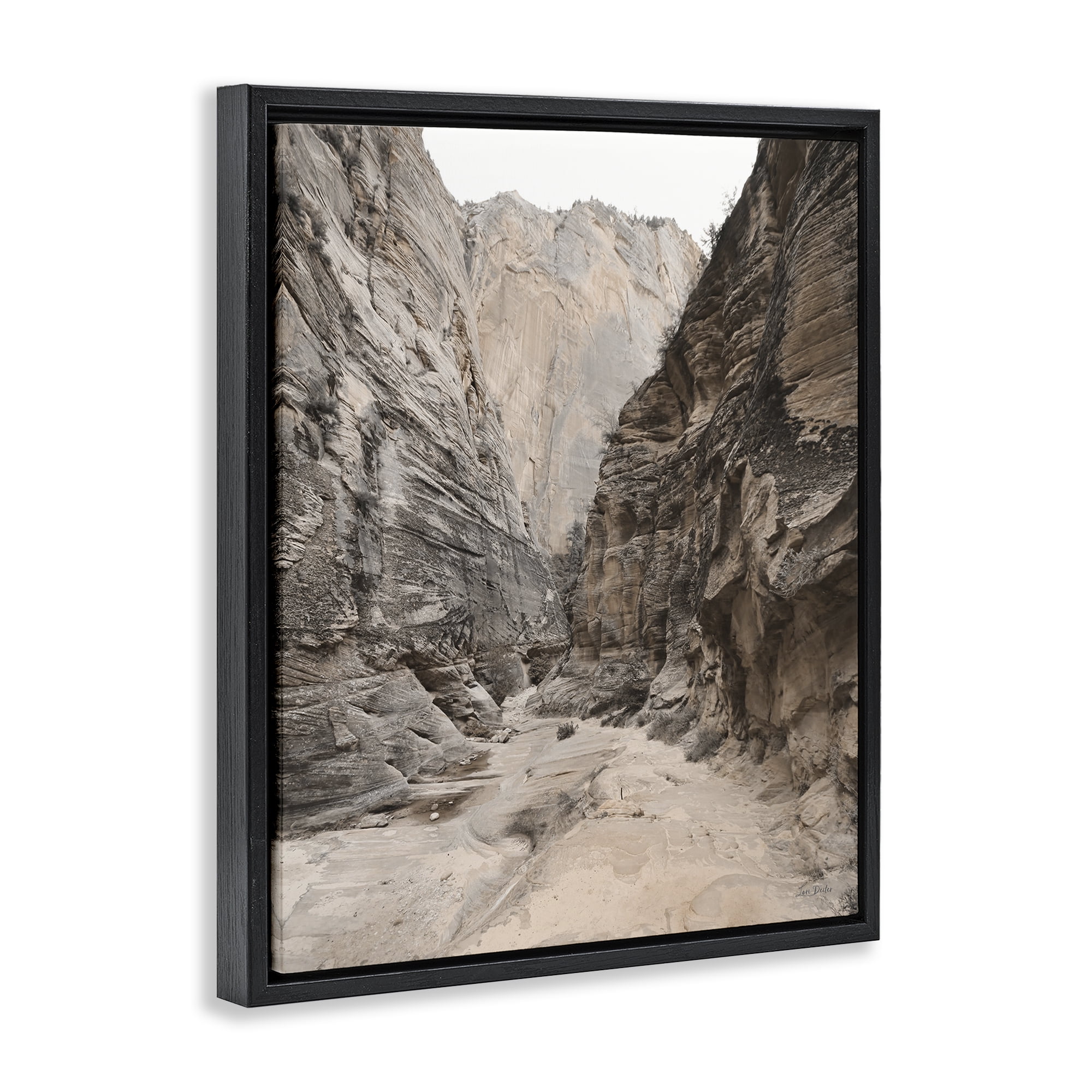 Stupell Industries Looming Sandy Cliffs Landscape Photography Black Floater Framed Art Print Wall Art, 17 x 21