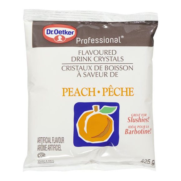 Dr. Oetker Peach Crystal Drink Mix, 425 g (15 oz) – Refreshing Peach Flavored Beverage Powder