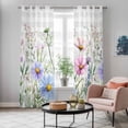 thumbnail image 5 of Spring Floral Kitchen Curtains 96 Inch Length, Wildflowers Herbs Summer Botanical Plaid Grommet Top Bedroom Living Room Curtains, Light Filtering Cafe Curtain Drapes 2 Panels Set 104''x96'', 5 of 9