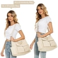 thumbnail image 2 of AOUNQ Canvas Tote Bag Messenger Bag,Vintage Crossbody Bag for Women Men,Casual Shoulder Laptop Bags for School Work Travel,Beige, 2 of 6
