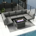 thumbnail image 4 of LayinSun 7 Pieces Aluminum Patio Furniture Set, Modern Modular Sectional Sofa with Fire Pit Table and Upgrade Thickness Cushion, 4 of 8