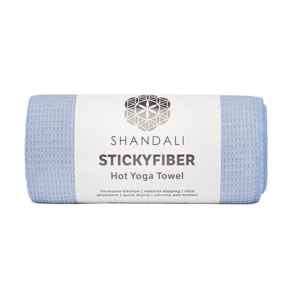 Shandali Stickyfiber Toalla de yoga caliente – Esterilla de yoga con respaldo de silicona, tamaño absorbente, antideslizante, 24.0 x 72.0 in, Bikram Gym y Pilates – (estándar azul)