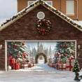 thumbnail image 4 of 7x16 ft Christmas Banner Cover, Garage Door Christmas Cover Winter Snow Scene Outdoor Large Garage Door Decors Xmas Candyland Village Backdrop for Wall House Holiday Party Decor, 4 of 5