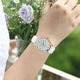 thumbnail image 3 of enjoywould Women Wrist Watch Three-Hand Stainless Steel Watch Faux Leather Strap Round Dial Precise Time Display Ladies Quartz Watch Birthday Anniversary Gift, 3 of 5
