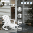 thumbnail image 3 of Patiokingdom Folding Adjustable Adirondack Rocking Chair with Retractable Ottoman and Cup Holders - Weather-Resistant Outdoor HDPE Recliner for Poolside, Patio, Lawn, Garden - White (Set of 2), 3 of 9