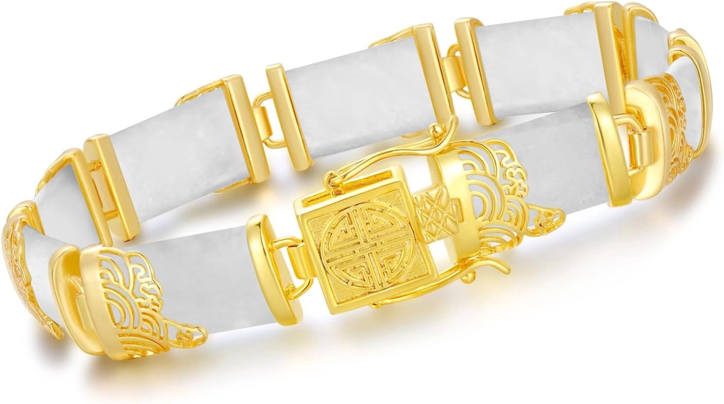 JKR Jade Bracelet for Women Plated Sterling Silver Jade Fortune Bangle Bracelet Fine Jewelry Birthday Gifts for Mom Grandma Wife