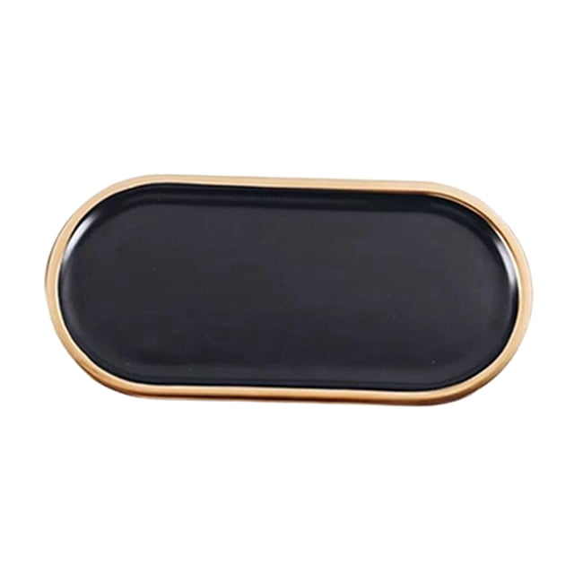 Bandeja de joyería de lujo, bandejas para servir, bandeja de cerámica, vajil de postre , soporte de exhibición de joyería, cosmético negro Baoblaze bandeja de almacenamiento
