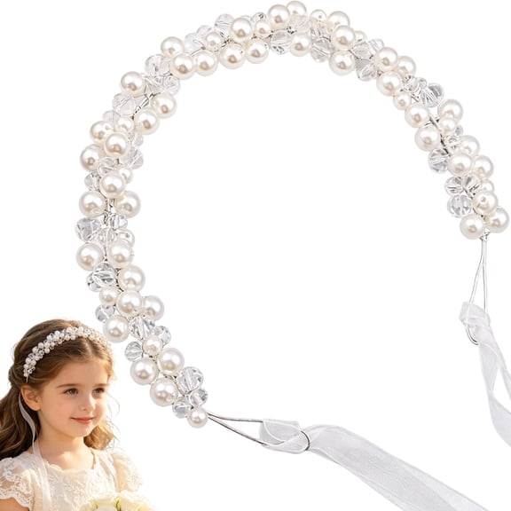 Flower Girl Hair Headband for Wedding First Communion Birthday Princess