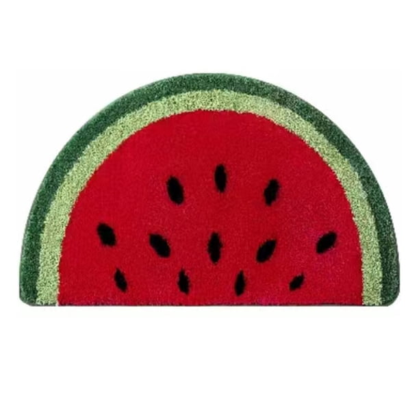 Alfombra de felpa con forma de sandía para baño, material de microfibra antideslizante, decoración de frutas que se absorbe rápidamente y se seca rápido, alfombra de baño lavable a máquina para una