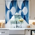 thumbnail image 4 of Abstract Circular Swag Curtain Valance for Windows, White Blue Stitching Gradient Window Treatments Short Swag Topper for Kitchen Windows Bathroom Bedroom, 36"x63", 4 of 8