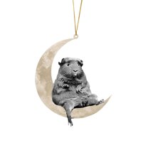 Christmas Ornaments Animals Sitting On the Moon Ornaments for Christmas Tree Doubleprinted Acrylic Hanging Pendant for Christmas Tree Decorations Window Wall Hanging Ornament Living Room Decoration