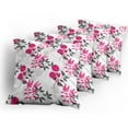 thumbnail image 5 of Ambesonne Floral Throw Pillow Cover 4 Pack, Nostalgic Leaf and Flowers, 20", Magenta Dark Grey White, 5 of 7