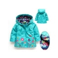 thumbnail image 3 of Toddler Baby Girls Hoodie Windbreaker Lightweight Raincoat Floral Print Jacket Outwear, 3 of 6