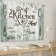 thumbnail image 3 of Teal Farmhouse Rustic Kitchen Curtains Wooden Wood Small Short Cafe Window Curtains Vintage Fork Spoon Retro Rod Pocket Bathroom Living Room Bedroom Drapes Treatment 2 Panels (27.5x39 Inch), 3 of 5