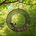 thumbnail image 4 of Carbon Steel Peanut Bird Feeder With Hanging Hook Hanging Wreath Birdfeeders Rustproof & Weatherproof Peanut Ring Squirrels Food Container For Outdoor Birds Squirrels Feeding (Black), 4 of 10