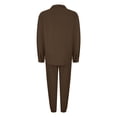 thumbnail image 4 of VBTAPA Waffle Sweatsuit 2 Piece Set Mens Tracksuit Suits Solid Casual Long Sleeve Button Down Shirt Jacket with Jogging Pants Sets with Pockets Sales of Today Brown XL, 4 of 7
