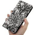 thumbnail image 3 of case for Samsung Galaxy A22 5G (not 4g) Wallet Case for Women, Premium PU Leather Prints Flip Cute Cover with Card Holder & Kickstand Feature Phone Case for Samsung Galaxy A22 5G Black Lace, 3 of 14