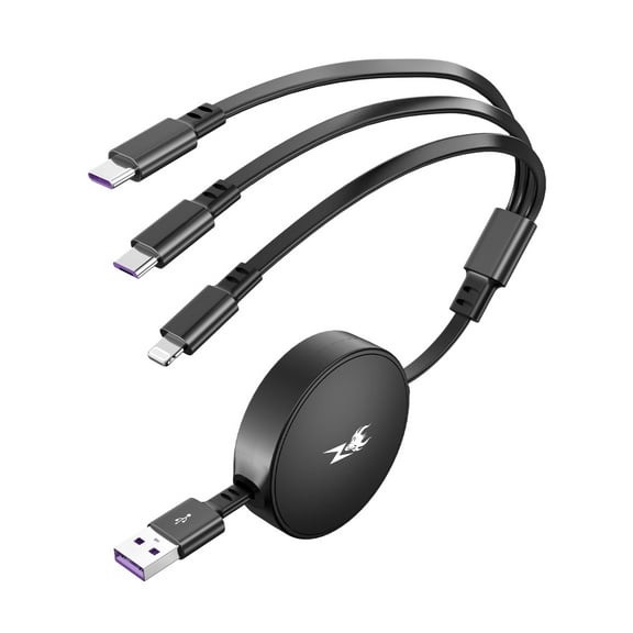 MyBat Pro PowerLines 3-in-1 Retractable Charging Cable - 4FT - Black