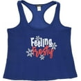 thumbnail image 5 of Not a Morning Person Women's Tank & Short Set - Feeling Frosty - Navy, Red & White Snowflake Fairisle - 2X-Large, 5 of 5