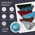 thumbnail image 4 of Kudavo Men's Bikini Underwear - 4 Pack Ice Silk Briefs, 4 of 16