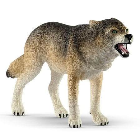Schleich Wild Life - Realistic Gray Wolf Figurine - Durable North American Forest Animal Figure for Kids - Kids Ages 3+