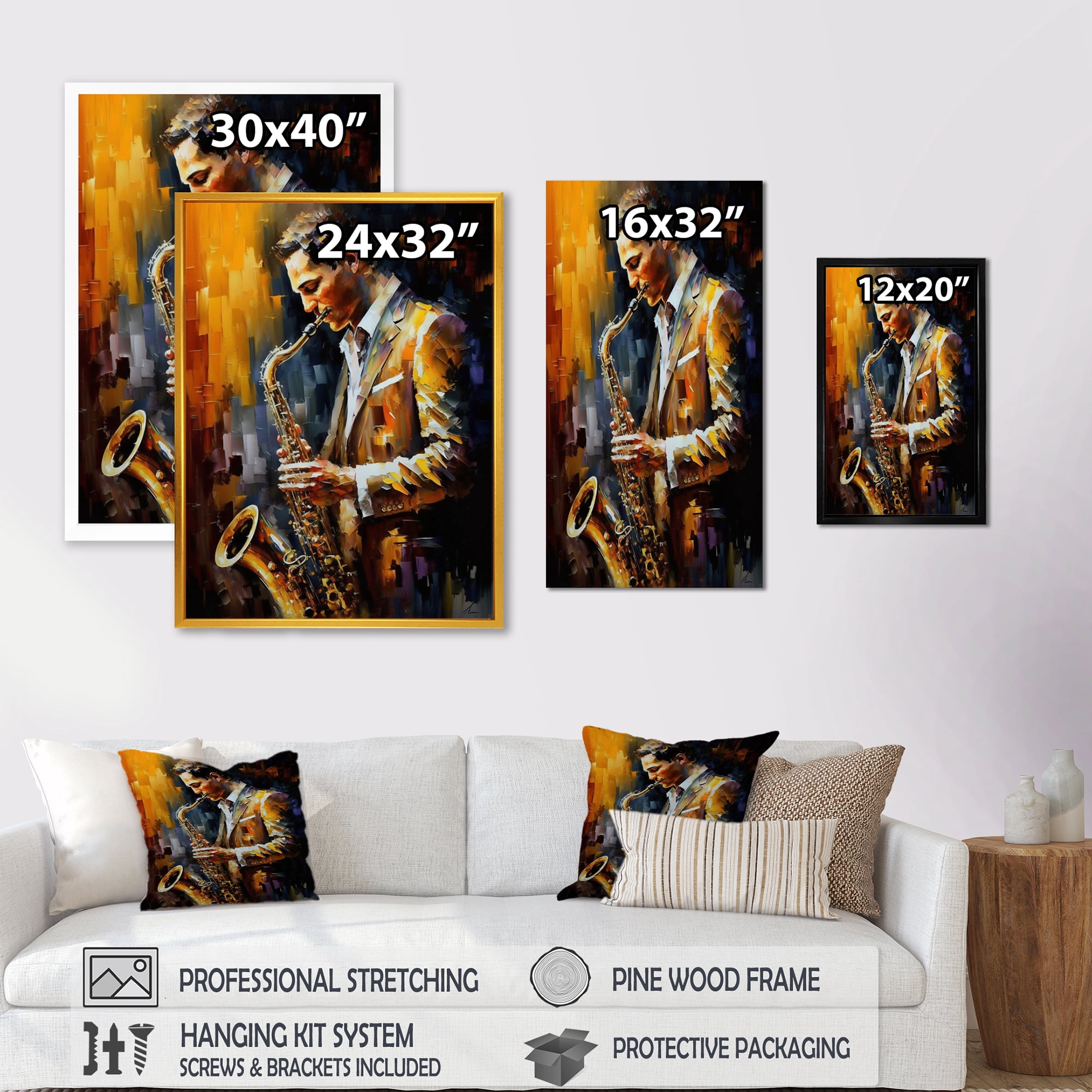Designart Saxophone Player On Stage I Canvas Wall Art