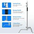 thumbnail image 3 of EMART Light C Stand 10ft/300cm Photography on Turtle Base with Boom Arm, Light C Stand with 4.2ft/128cm Holding Arm Adjustable Heavy Duty , 2 Pieces Grip Head for Reflector, Moonlight, Softbox, 3 of 7