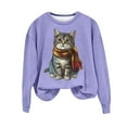 thumbnail image 2 of BVOFAR Fall Sweatshirts for Women 2024 Casual Cute Cat Print Tops Trendy Long Sleeve Round Neck Pullover Soft Comfy Sweatshirt, 2 of 4