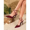 thumbnail image 6 of On feet & in love Women's Patent Pointed Toe Slingback Heels - Cross Ankle Strap Stiletto Dress Pumps with Adjustable Buckle, 6 of 6