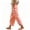Pink, variant on ZToonmas Solid Floral Embroidery Linen Barrel Pants for Women Drawstring Elastic Waist Loose Ankle Casual Cropped Pants with Side Pockets
