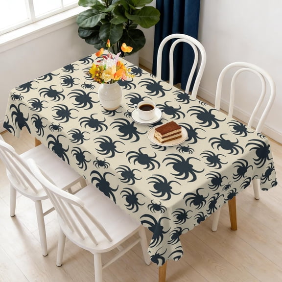 Rectangular Tablecloth 60x84 Inch – Waterproof Polyester Printed Table Cover, Wrinkle Resistant, Washable for Kitchen & Dining, Halloween Trick Theme