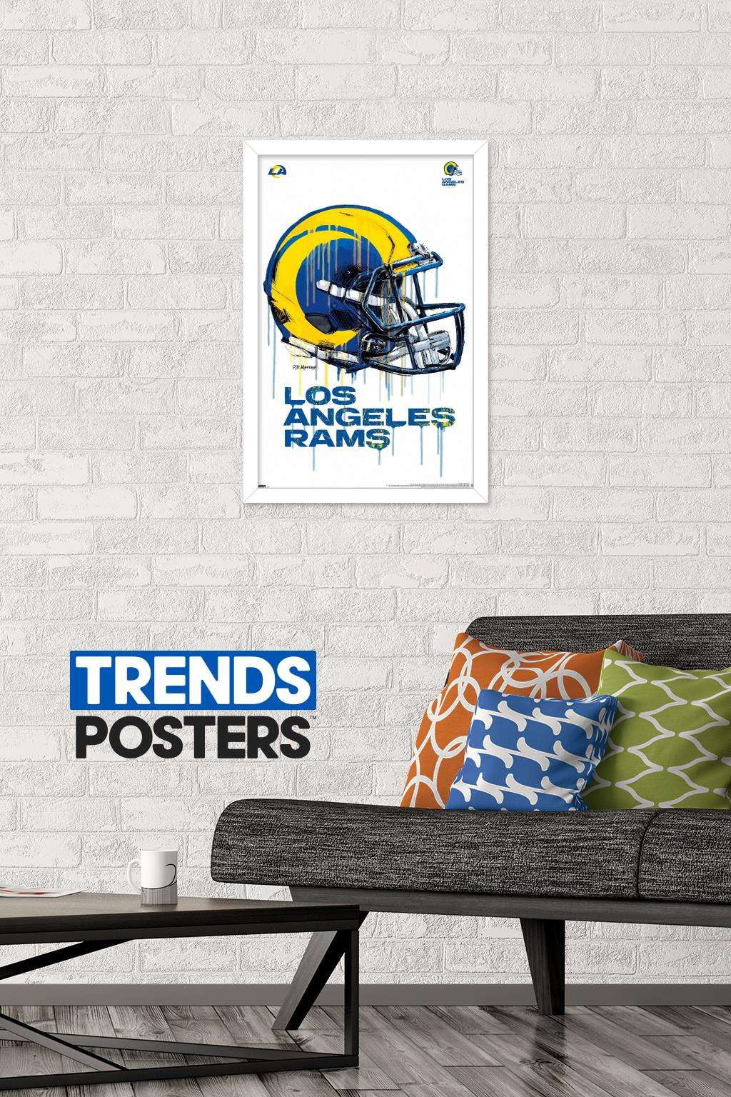 NFL Los Angeles Rams - Drip Helmet 20 Wall Poster, 14.725" x 22.375", Framed
