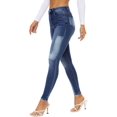 thumbnail image 4 of Jeans de mujer de talle alto ajustados elásticos suaves ajustados desgastados cómodos Jeggings clásicos pantalones de mezclilla 131-blue4, 4 of 5