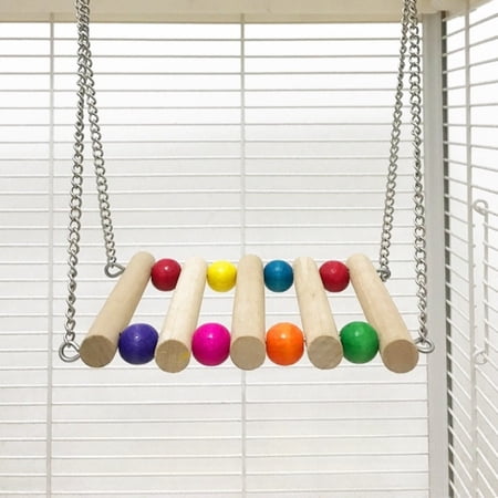 Durable Recycled Wood Parrot Swing Bed Hanging Bird Perch Climbing Toy for Small to Medium Parrots
