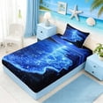 thumbnail image 5 of Manfei Magical Glowing Blue Ocean Twin Sheet Sets for Kids Boys and Girls, Coastal Fantasy Print Bedding 3-Piece, 1 Flat Sheet, 1 Fitted Sheet and 1 Pillowcase, 5 of 6