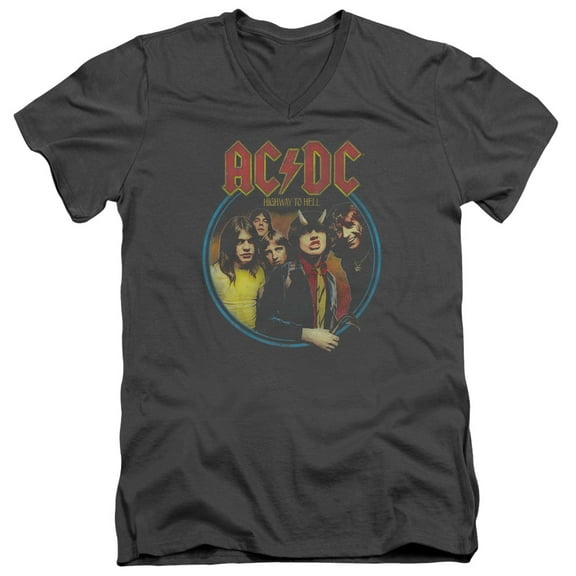 AC/DC Highway To Hell Adult V-Neck T-ShirtCharcoal