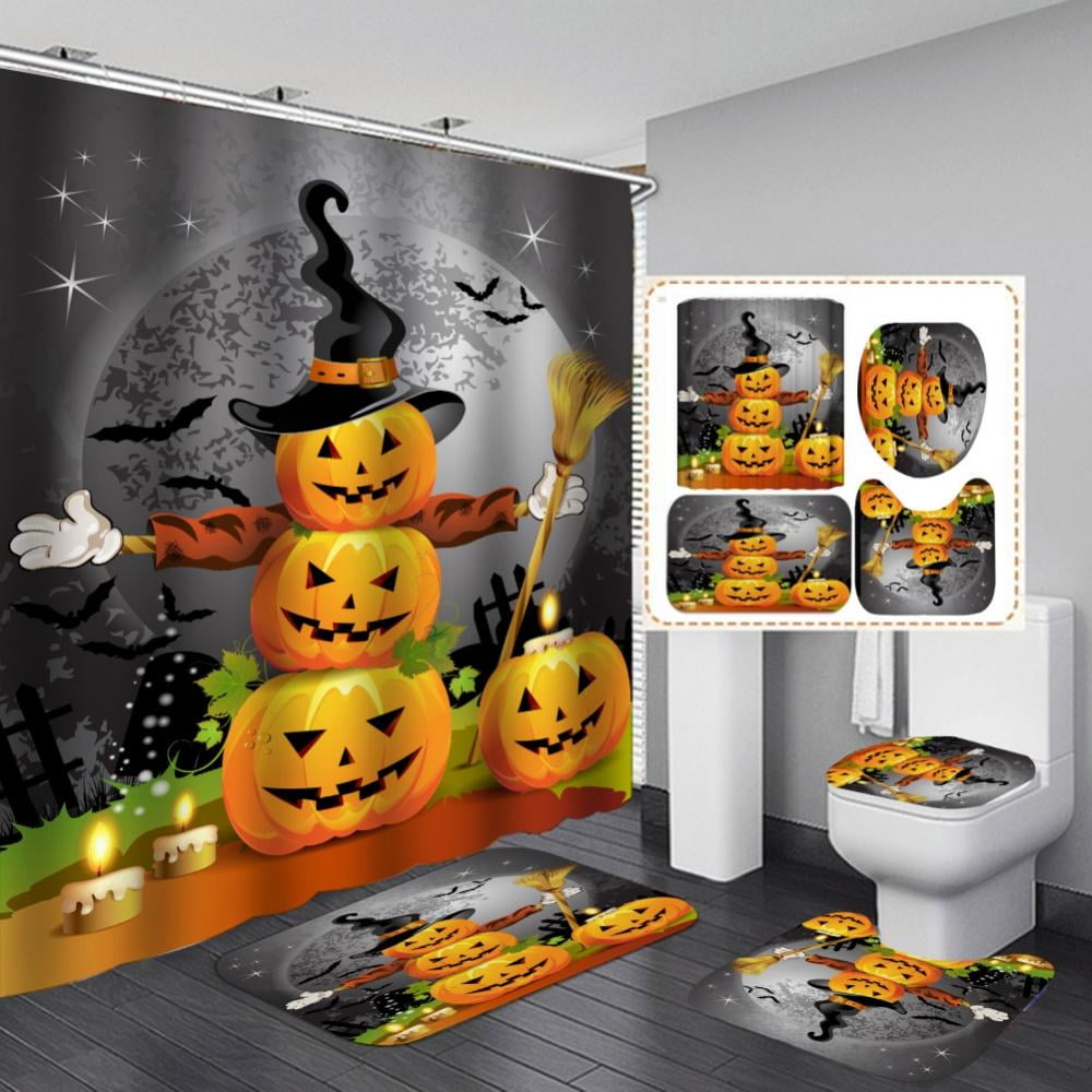 60/72" Black Eagle with an Eye in His Guanine Halloween Shower Curtain Set Mat 