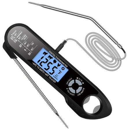 

Digital Meat Thermometer - Instant Read Food Thermometers with Dual Probe Reversible Display Built-in Magnet | IP67 Waterproof Thermometer for Outdoor Cooking Grilling BBQ