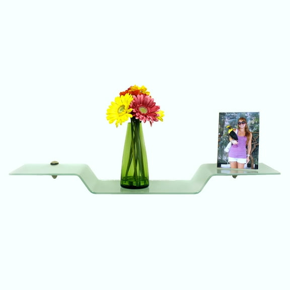 8" D x 31 1/2" Eagle Floating Glass Shelves - 2 Brackets Included with Each Shelf By Spancraft Glass