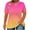 Hot Pink, variant on Hvyesh Plus Size Tops for Women Summer Tie Dye Gradient Tops V-Neck Short Sleeve Oversized T Shirts Casual Blouses Gangas