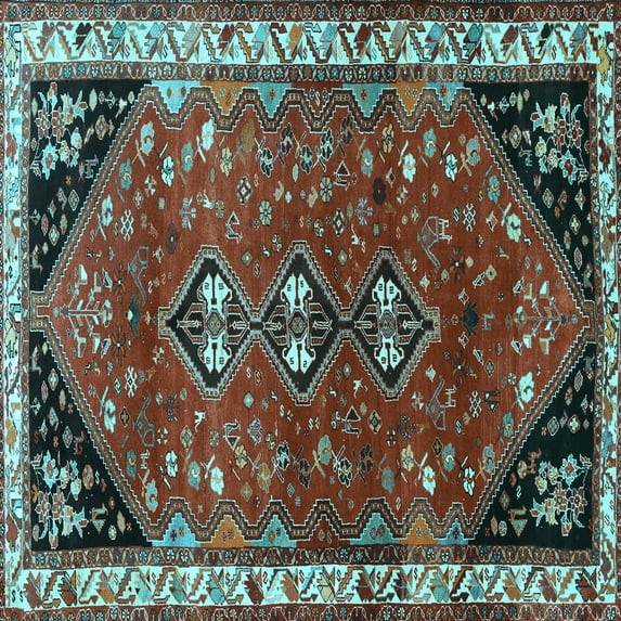 Ahgly Company Indoor Square Persian Light Blue Traditional Area Rugs, 4' Square