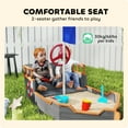 thumbnail image 4 of Outsunny Wooden Kids Pirate Sandbox, Outdoor Sandboat with Bench Seats, Storage, Non-Woven Fabric Cloth for Backyard, Lawn, Gray, 4 of 9