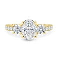 thumbnail image 2 of ESTE ORIGIN 2.25CT Oval Moissanite Oval Three Stone Engagement Ring in 18K Yellow Gold Half-Pave Band for Women US 9, 2 of 7