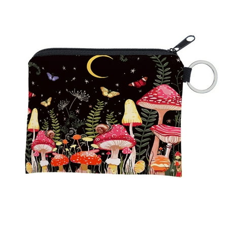 HGYCPP Cute Mushroom Pattern Coin Purse Card Holder and Keychain Great for Everyday Use Travel and Sports