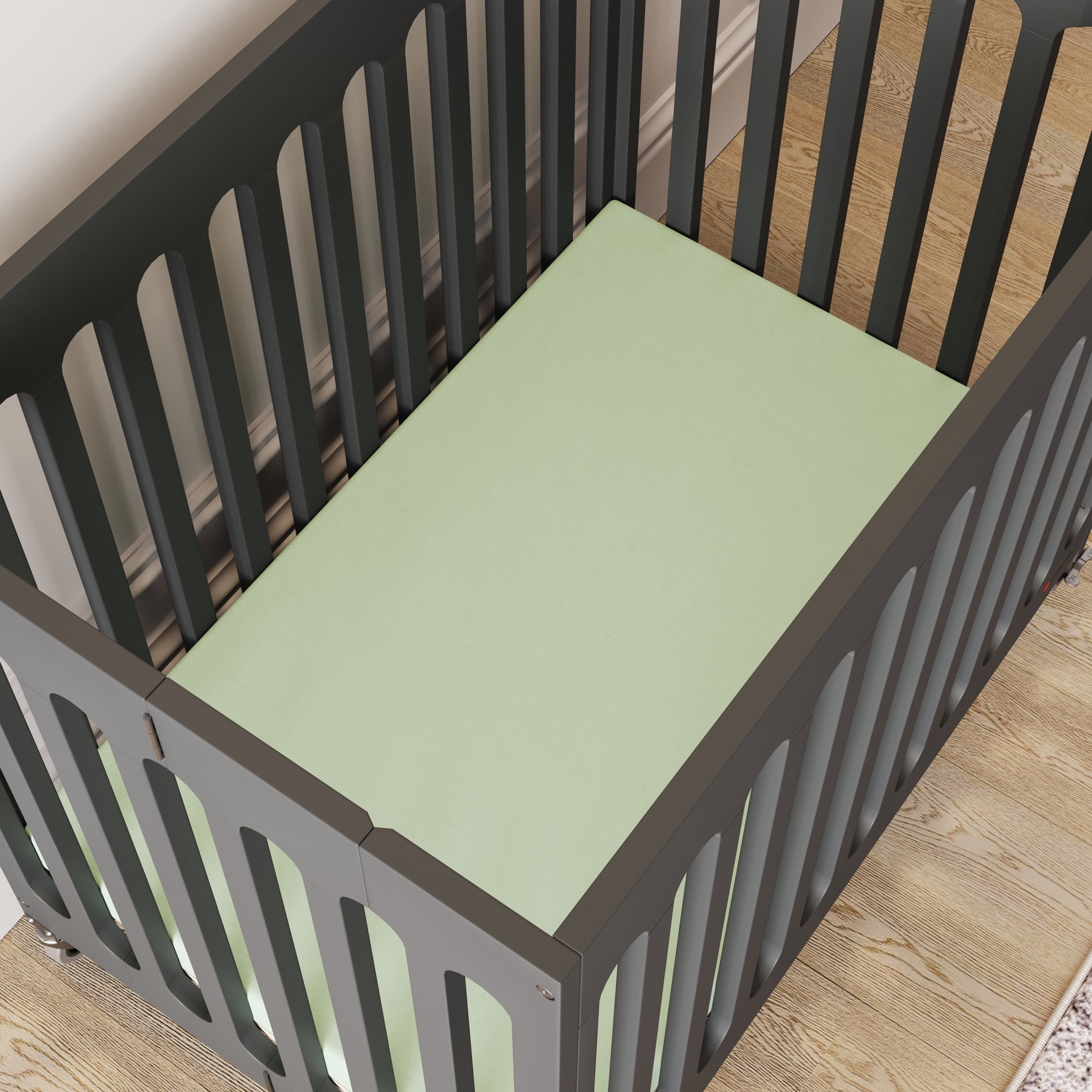 Foundations SafeFit Compact Crib Sheets, 100% Cotton, Heavy-Duty Elastic, 6-Pack, Mint