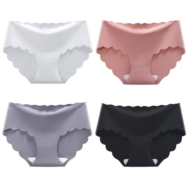 4 piezas de ropa interior elástica de seda de hielo invisible sin costuras para mujer, de seda de hielo, sin dejar huellas, de una pieza, de algodón puro, parte inferior de la entrepierna