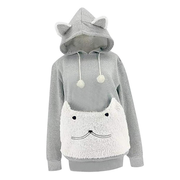 capucha para mascotas, soporte para gatos, bolsa grande, jersey de manga larga, ropa de mujer para gatitos, suministros para exteriores, M BLESIY Sudadera con capucha de gato